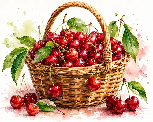 Акварельная иллюстрация черешни