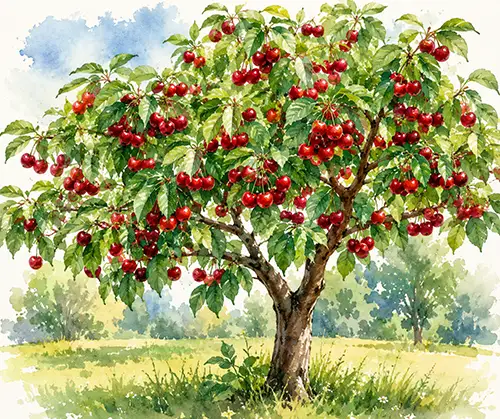 Свежая черешня на рынке