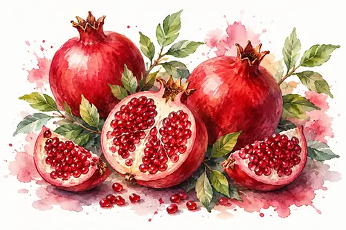 Акварельная композиция из гранатов
