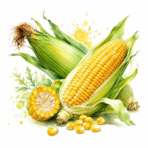 Акварельная иллюстрация свежей кукурузы